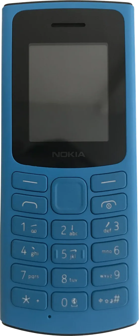 Nokia 105 4G in charcoal, front view.