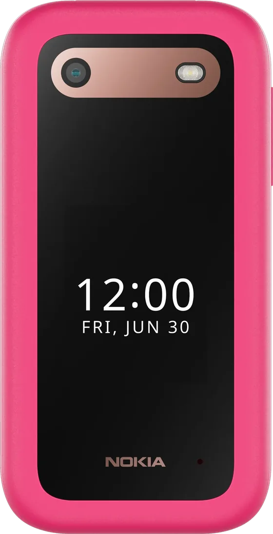 Nokia 2660 Flip in pop pink, closed, front view.
